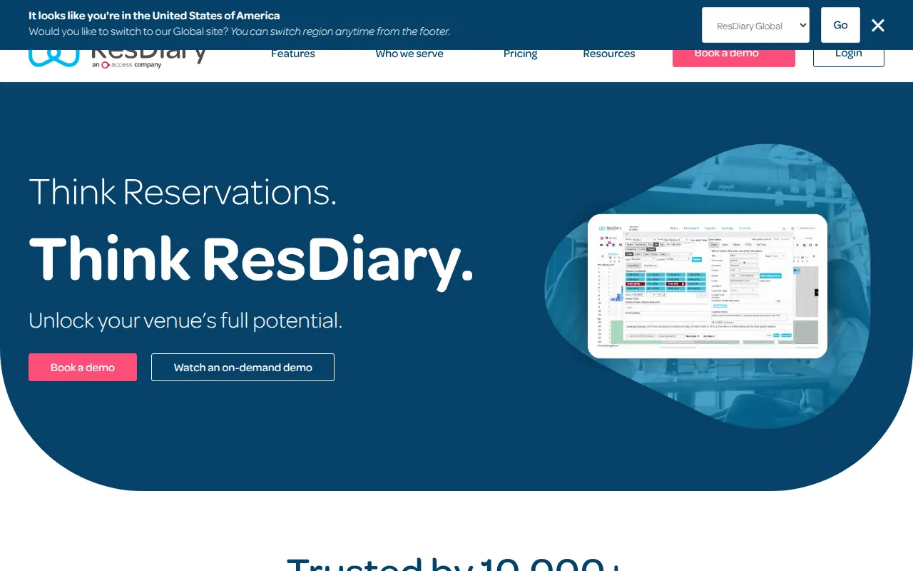 resdiary software interface screenshot