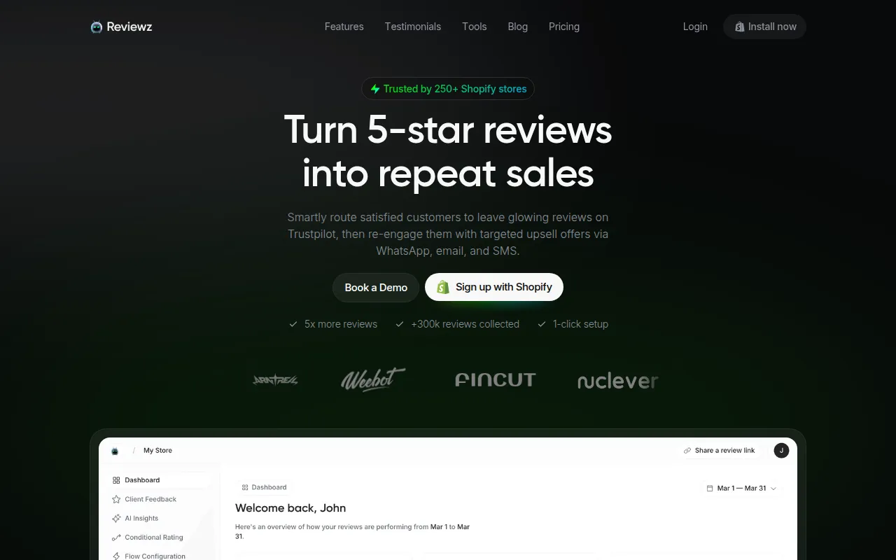 Reviewz software interface screenshot