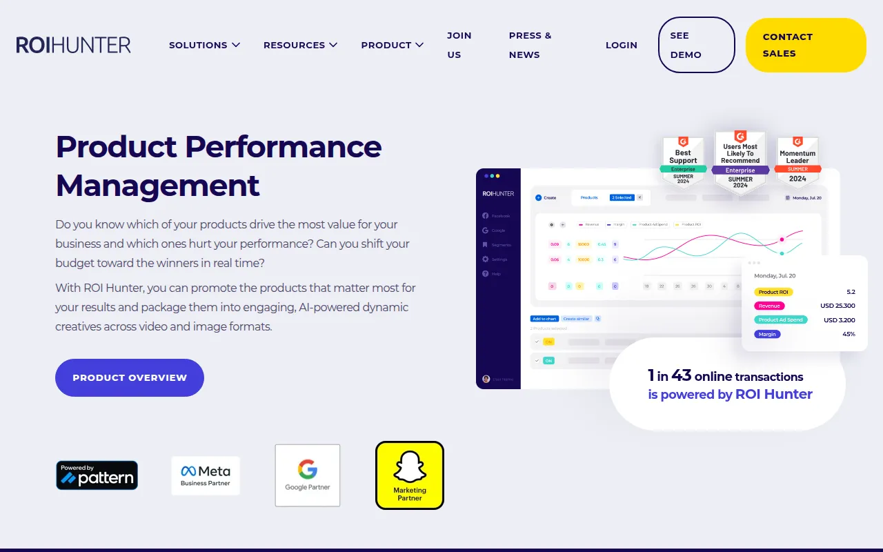 roi hunter easy software interface screenshot