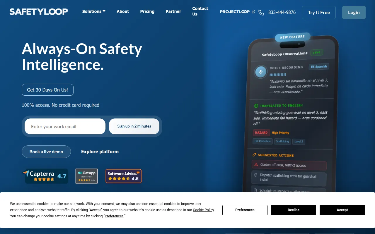 safetyloop software interface screenshot