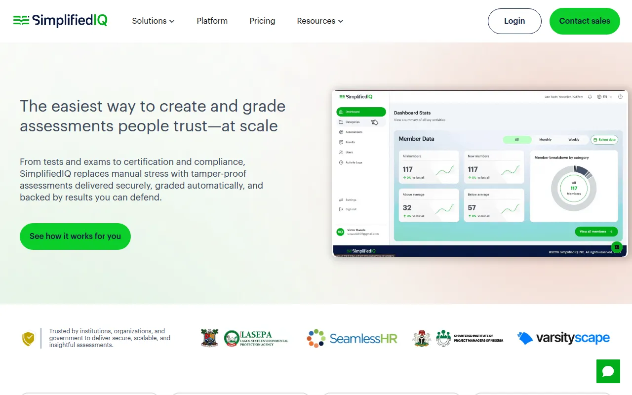 simplifiediq software interface screenshot