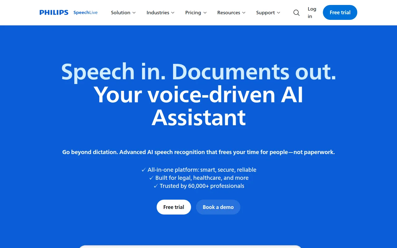 speechlive software interface screenshot