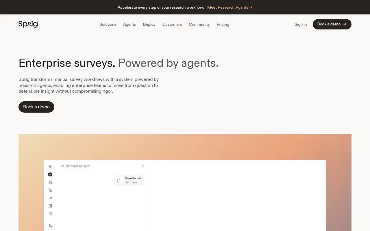 Sprig software interface screenshot