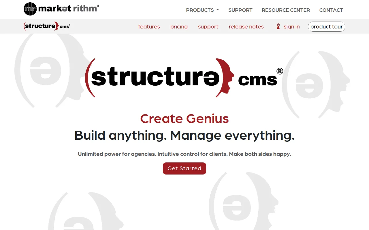 structure cms software interface screenshot