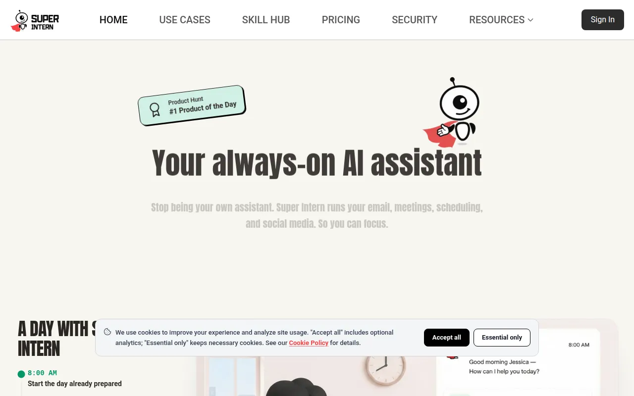 SuperIntern software interface screenshot