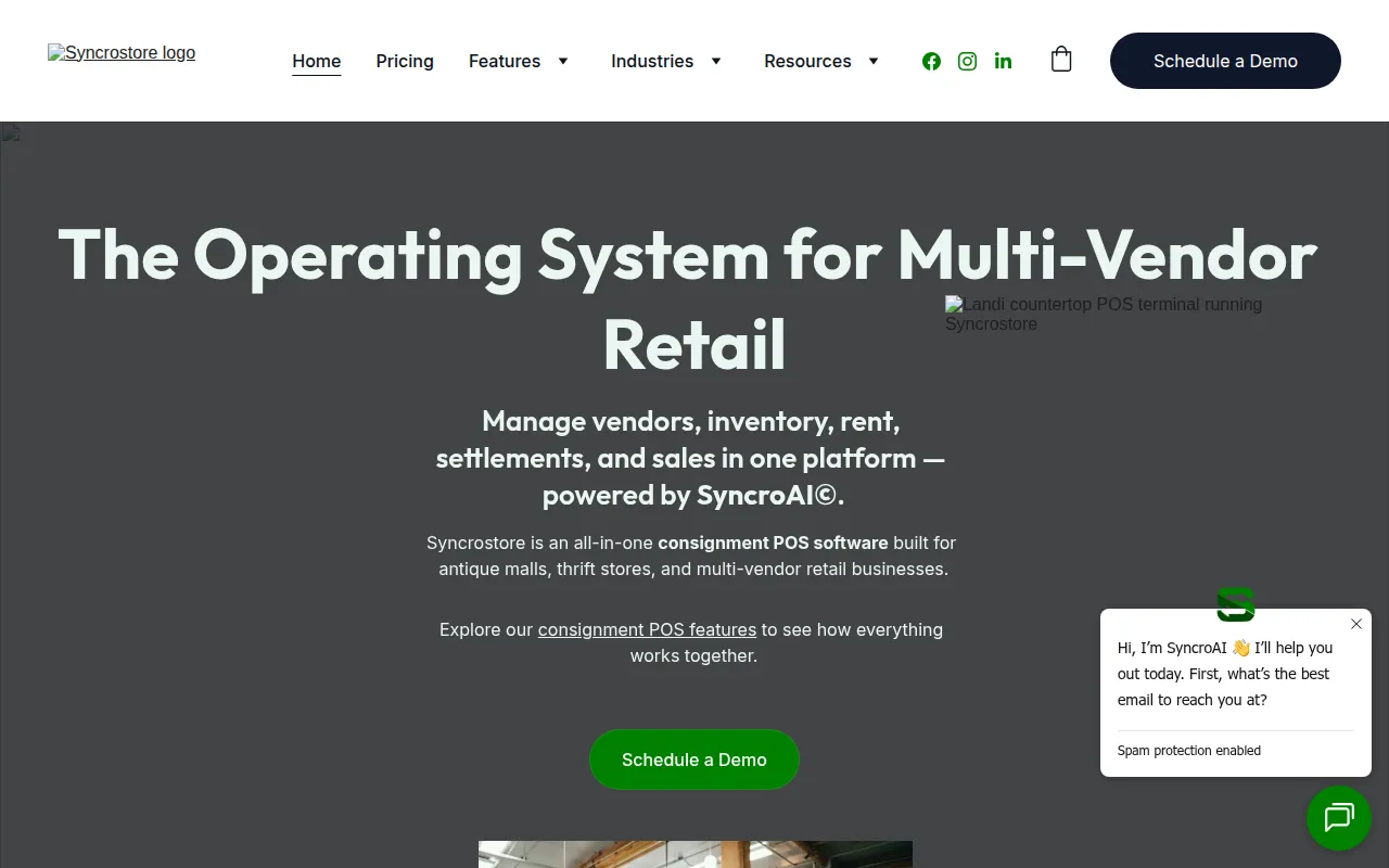 Syncrostore software interface screenshot
