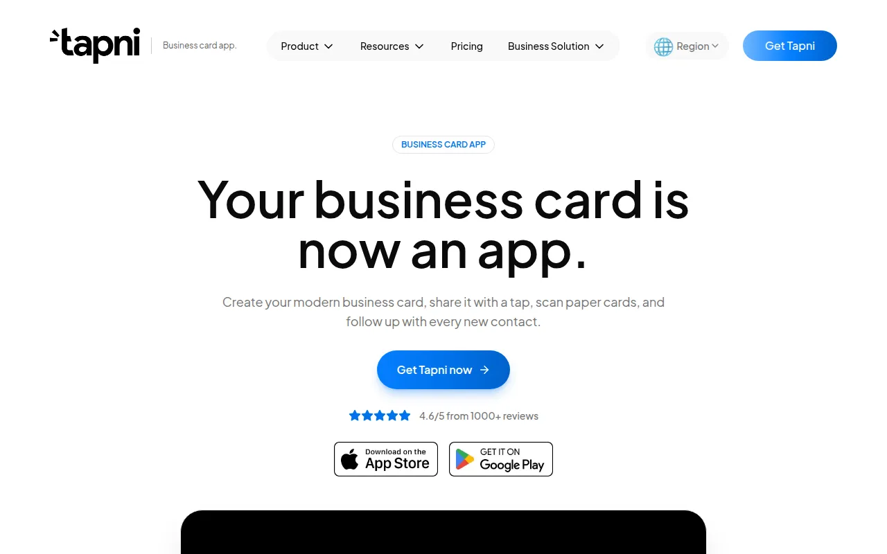 tapni software interface screenshot