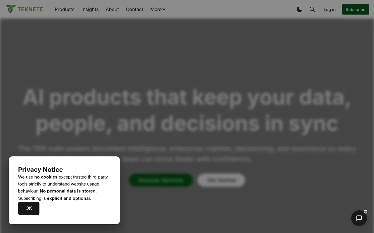 Teknete software interface screenshot