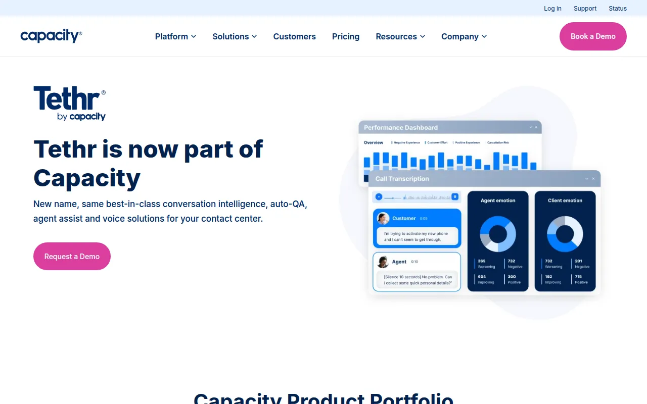 tethr software interface screenshot