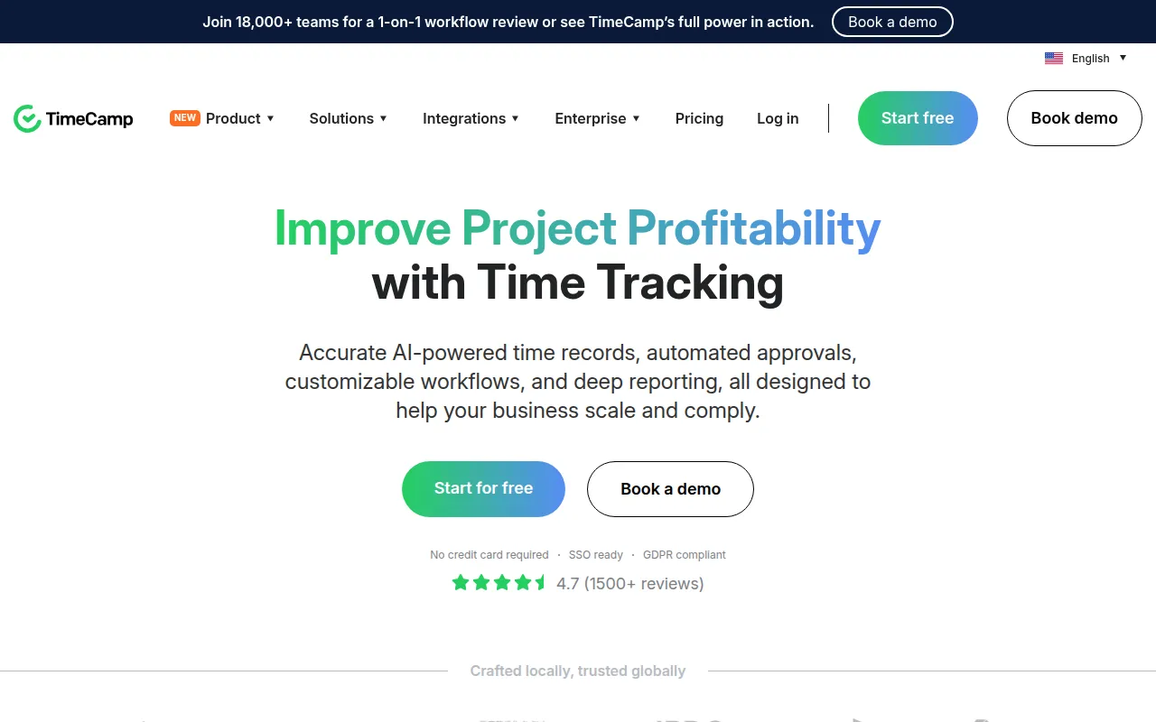 TimeCamp software interface screenshot