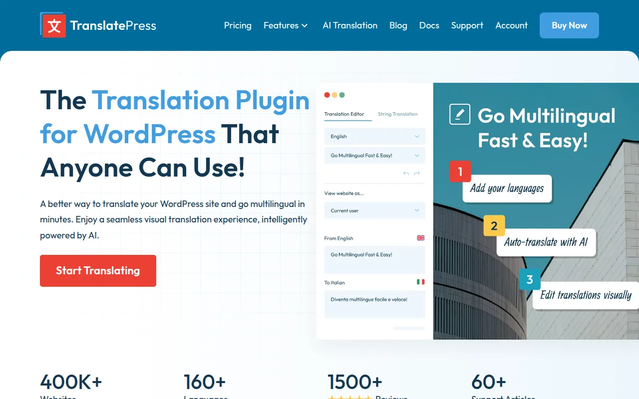 translatepress software interface screenshot
