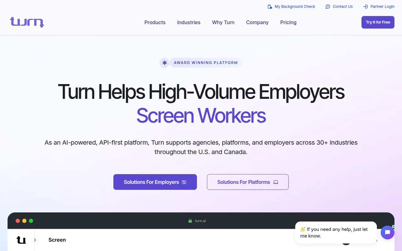 turn software interface screenshot