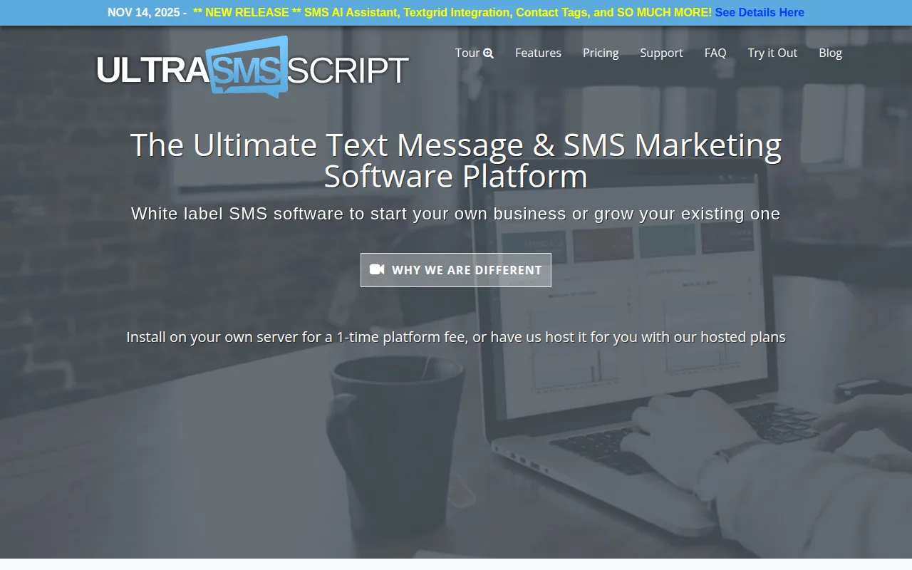 ultrasmsscript software interface screenshot
