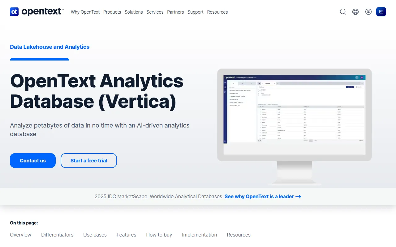 Vertica software interface screenshot