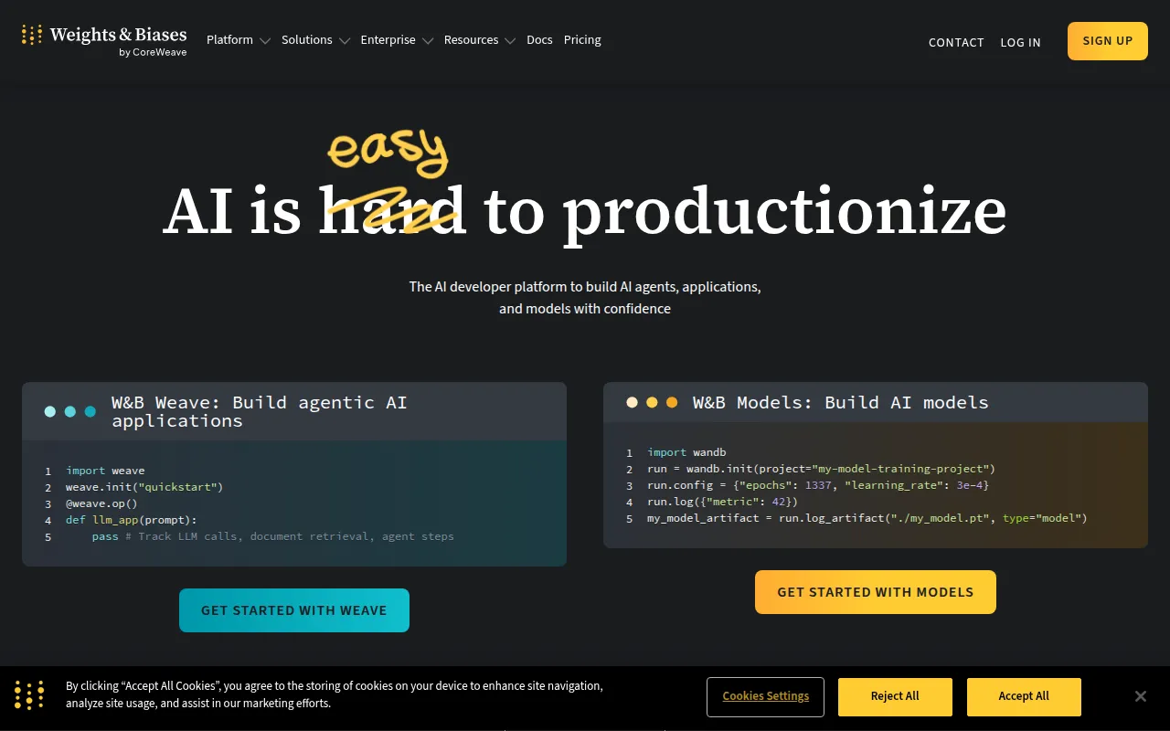 Weights & Biases software interface screenshot